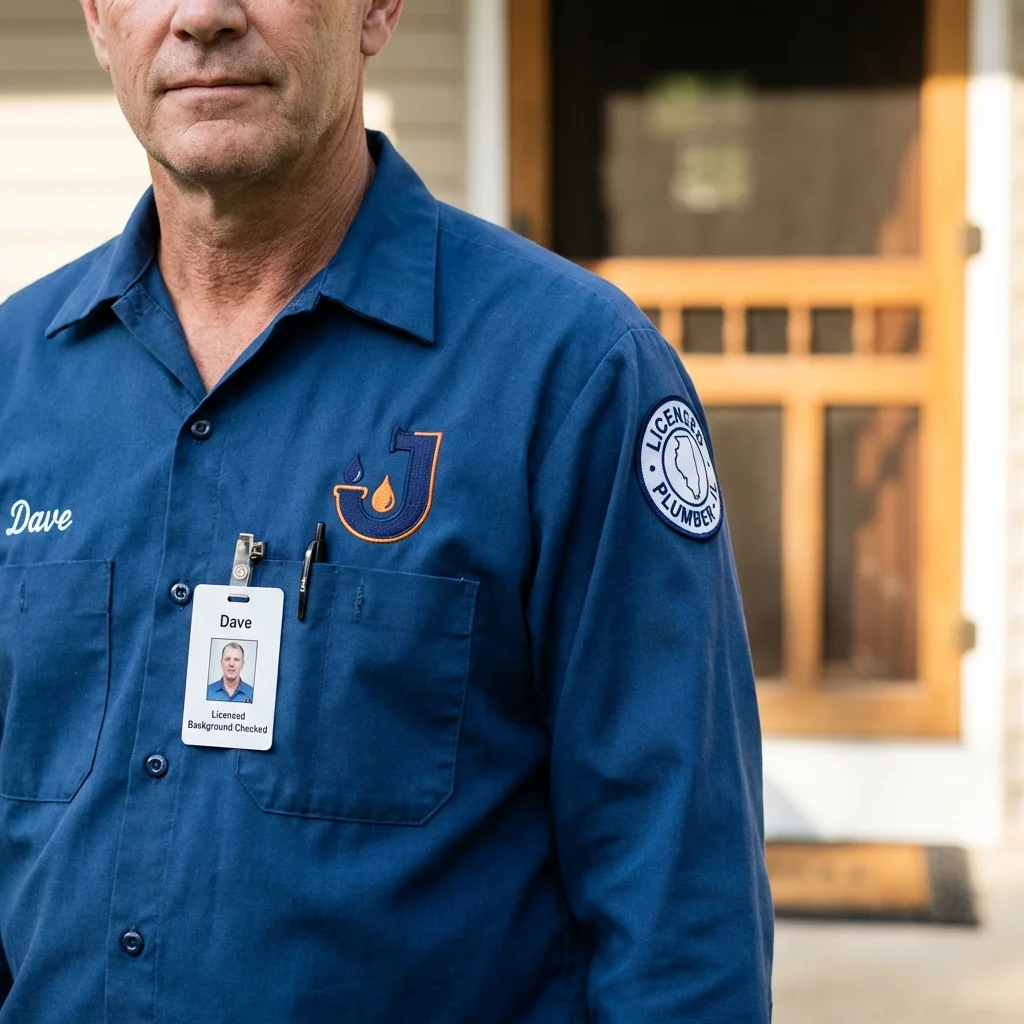 Licensed plumber showing ID badge in Hartford, NY