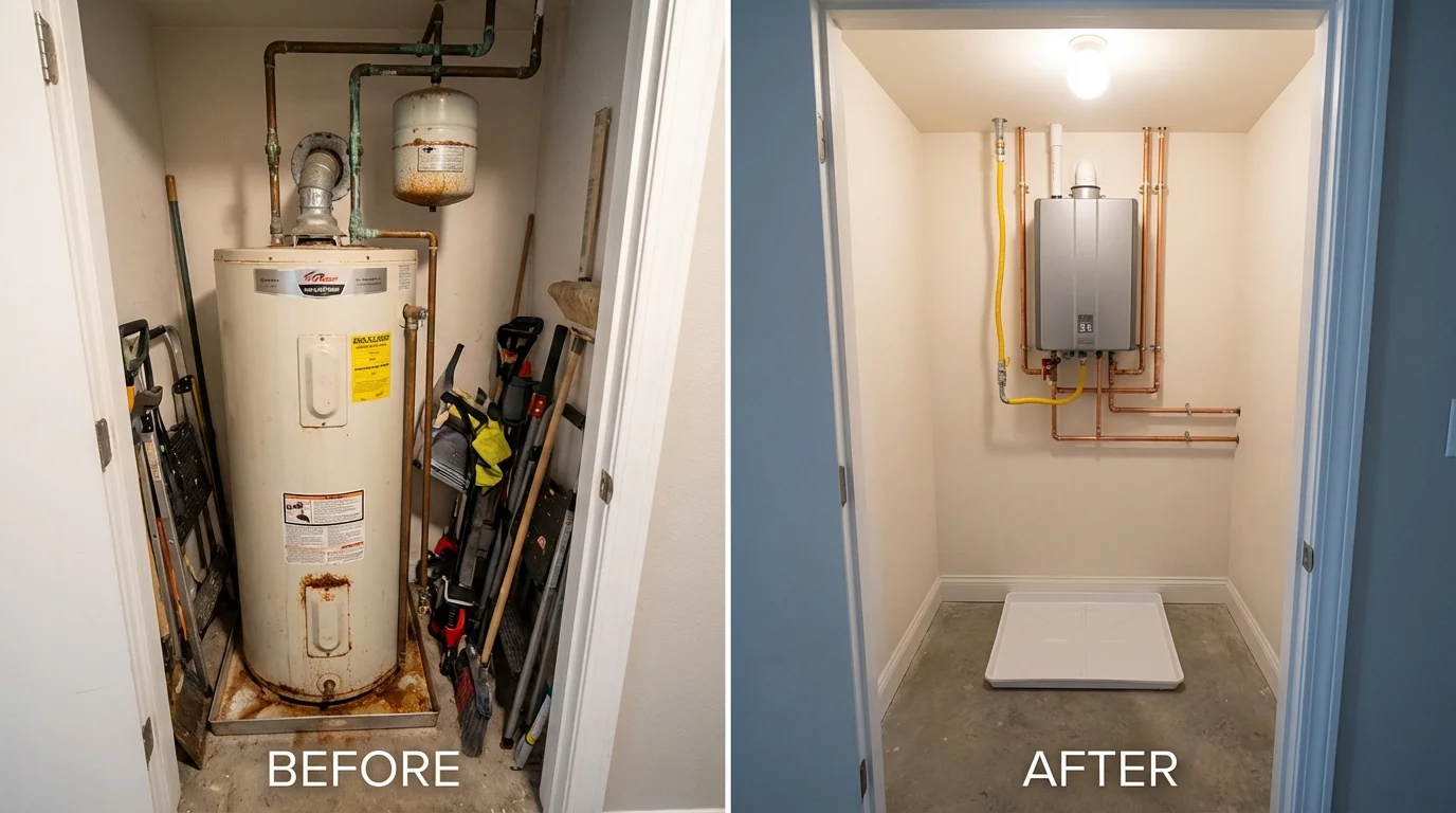 Tank water heater versus wall-mounted tankless unit comparison for Hartford, NY homeowners